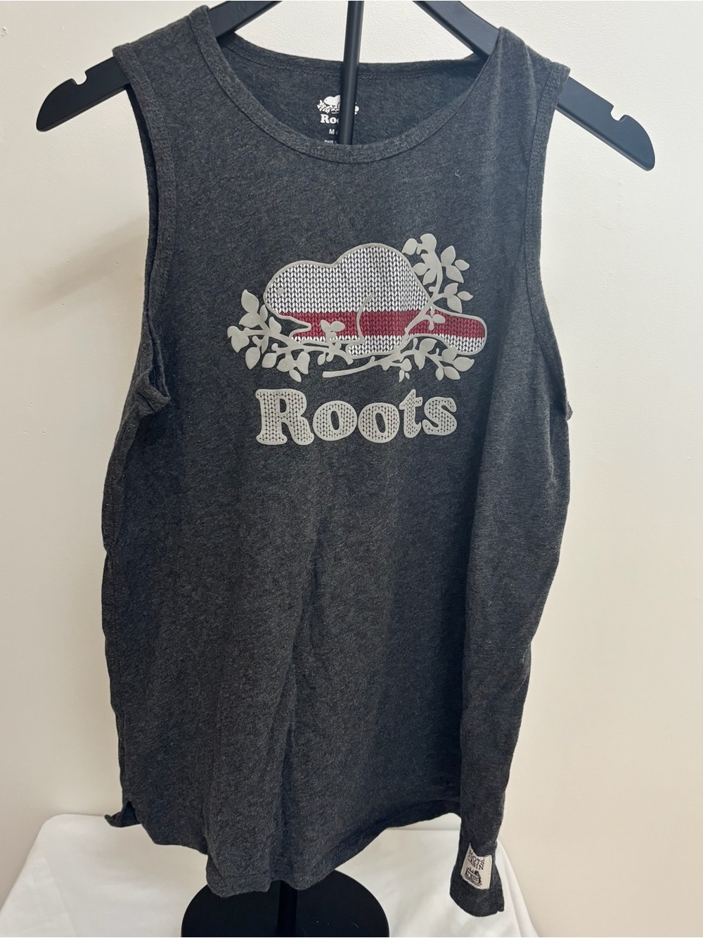 Roots Gray Heather Crewneck Tee with White Logo